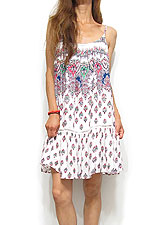 Dress107 Spaghetti Strap Jewel Print Dress/White