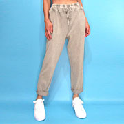 Pants249 Linen Mix Elastic Waist Wide Pants/Jade