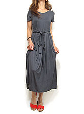 Dress145 Waist Tie Pleated Dress/Charcoal