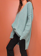 Knit245 Low Gauge Oversized Drop V Sweater/Jade