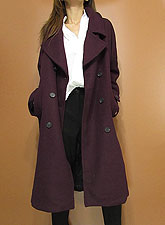 Outer094 Double Breasted Wool Blend Overcoat/Merlot