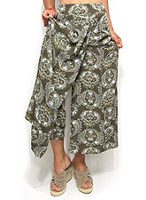 Pants178 Assymetric Layered Skirt Pants/Olive