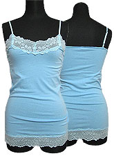 Tops423 Basic Lace Cami/Baby Blue