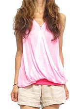 Tops517 Wrap-Over Tank Blouse/Pink