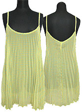 Tops519 Pleated Tunic Tank Top/Yellow Mix