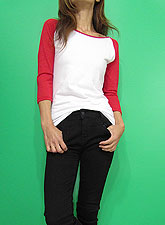 Tops812 Bi-Color Sleeve Raglan T-Shirt/Red & White