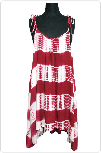 Dress092 Border Tie-Dye Tunic Dress/Raspberry
