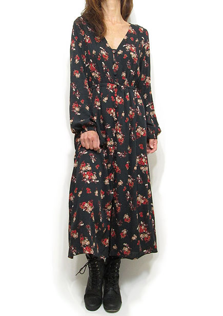 Dress140 Button-Down Floral Dress/Black