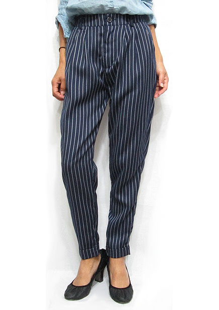 Pants152 Pin-Stripe Roll-Up Pants/Navy