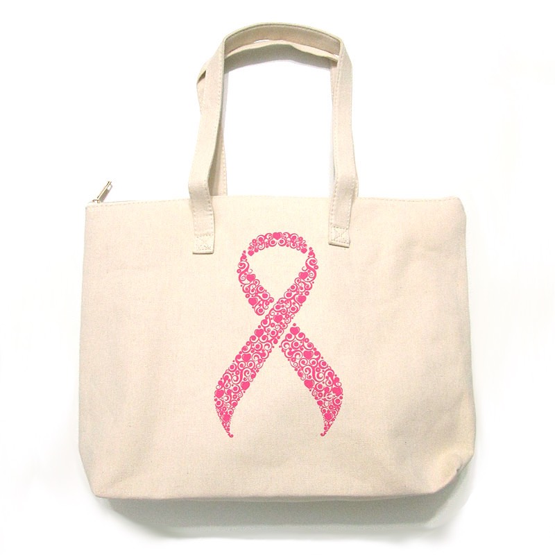 Bag135 Pink Ribbon Tote Bag/Natural