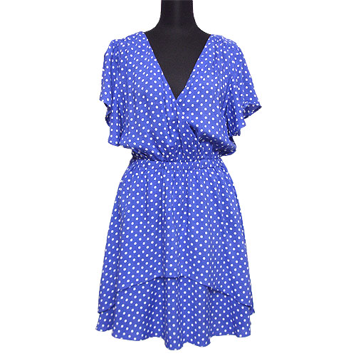 Dress072 Open-Back Polka Dot Dress/Blue