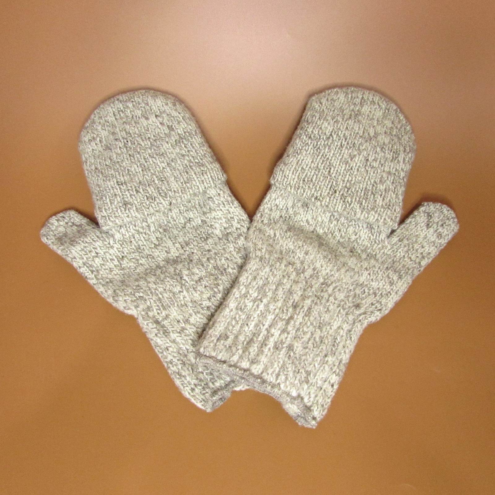 Gloves001 Finger Cover Knitted Gloves/Heather Beige