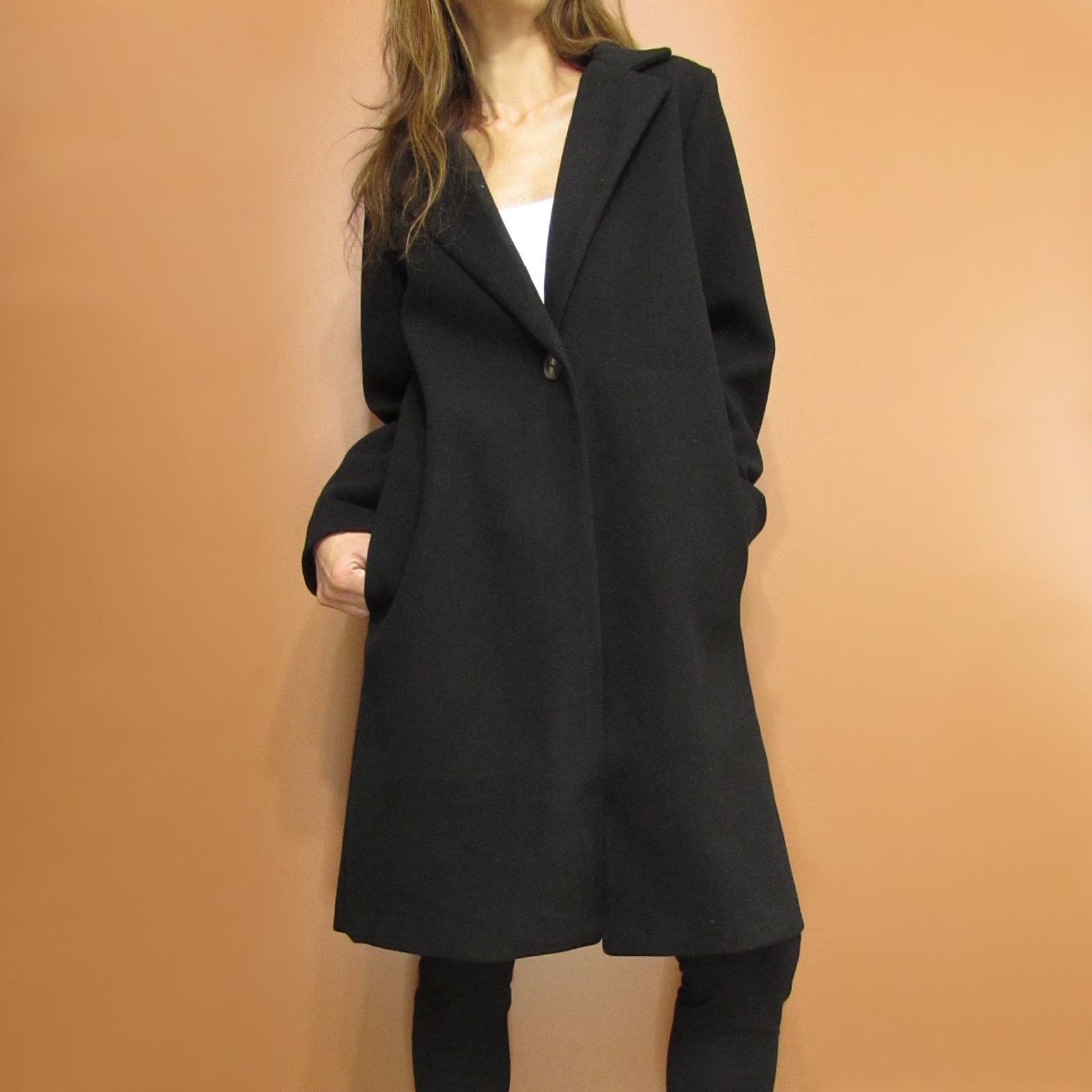 Outer104 Long Tailored Coat/Black
