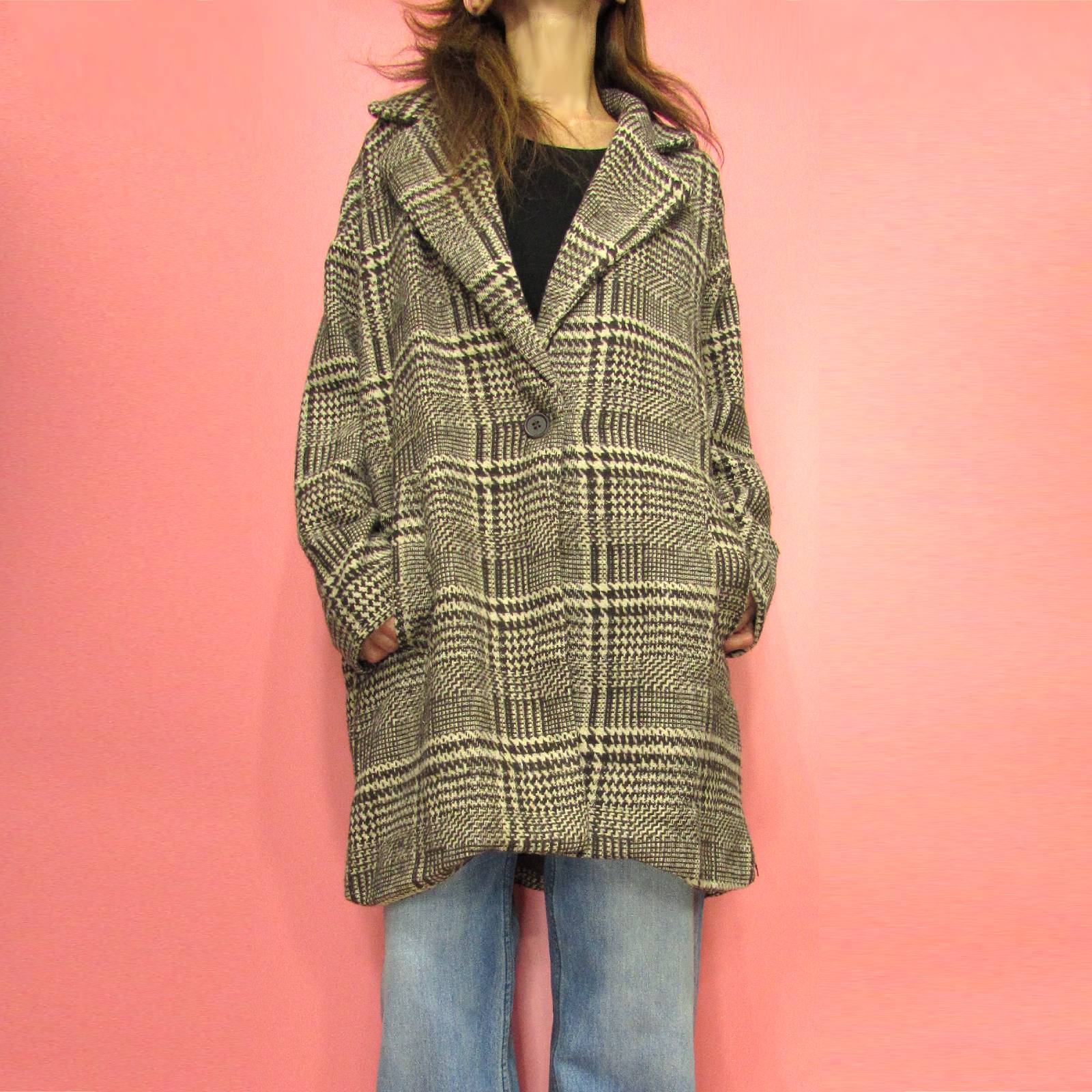 Outer117 Plaid Oversized Coat/Brown