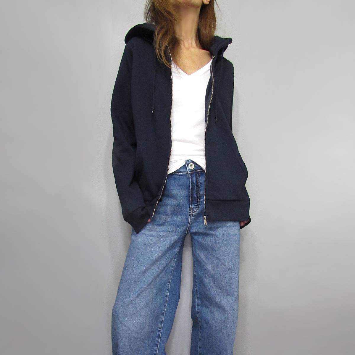 Outer132 Relax Fit Fleece Zip-Up Hoodie/Deep Navy