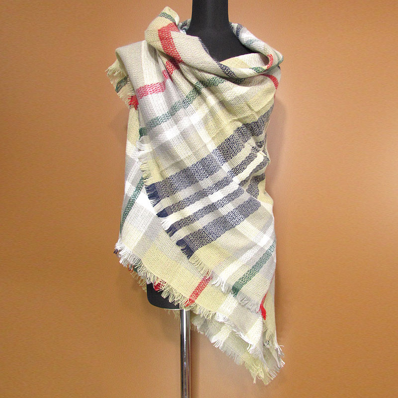 Scarf153 Super Soft Plaid Blanket Stole/Taupe