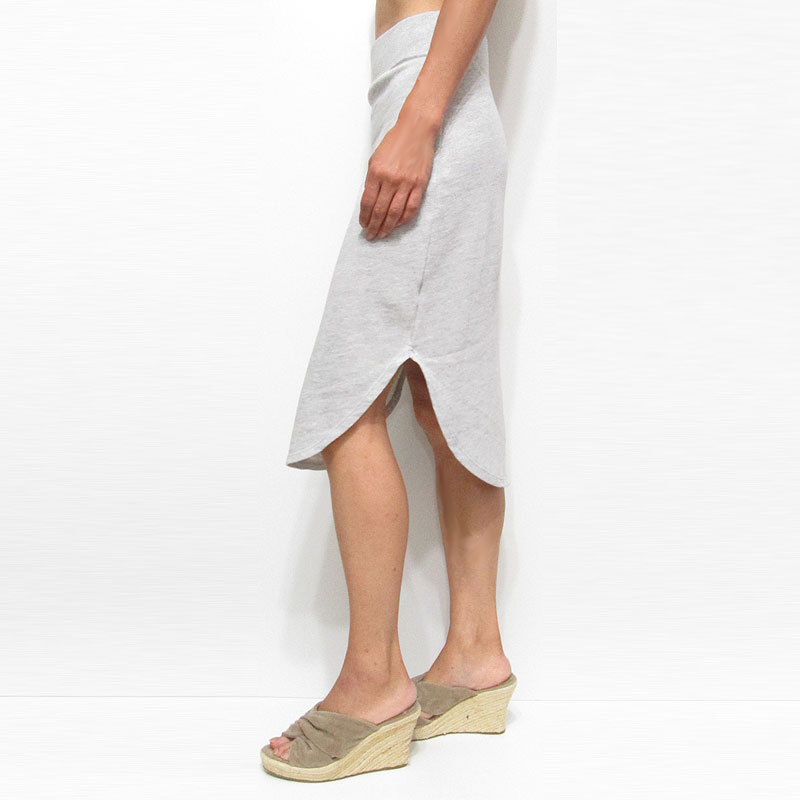 Skirt036 Round Hem Side Slit Jersey Skirt/Grey