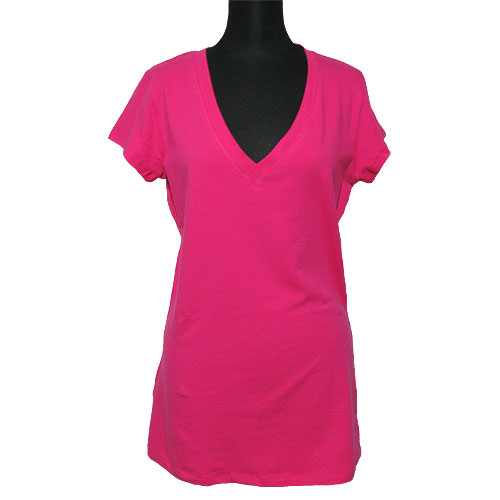 Tops216 sBasic Oversized V-Neck T-Shirt/Pink