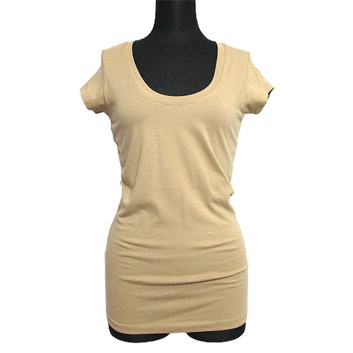 Tops393 Basic Scoop Neck S/S T-Shirt/Taupe