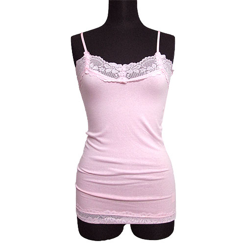 Tops422 Basic Lace Cami/Baby Pink